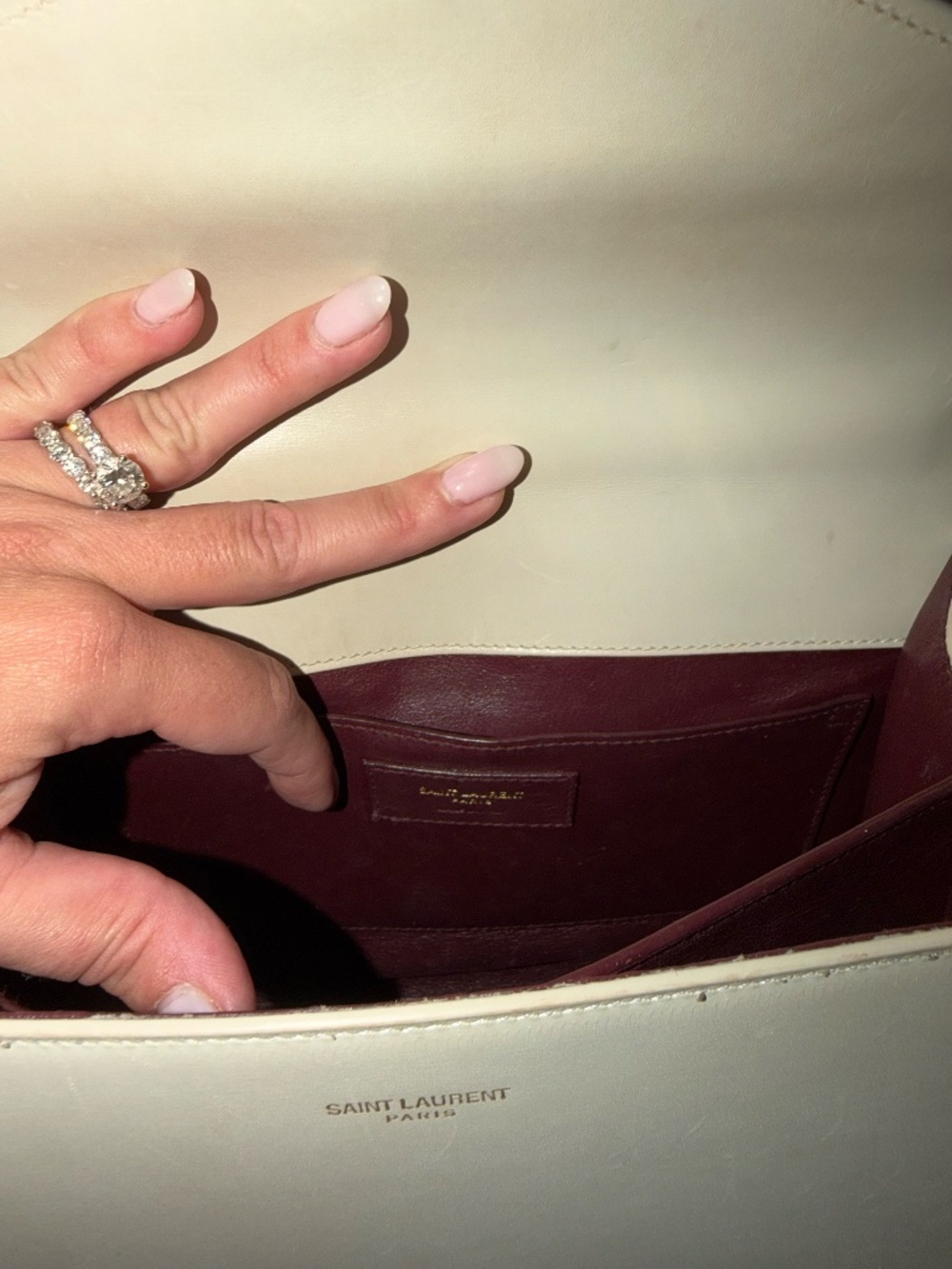 Smooth Calfskin Med Classic Monogram Cassandra Top Handle Crema Soft Rouge - Picture 6 of 6